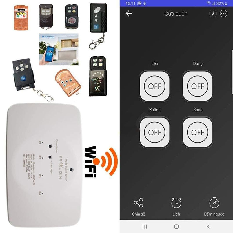 Điều khiển cửa cuốn cửa cổng qua điện thoại sử dụng Wifi